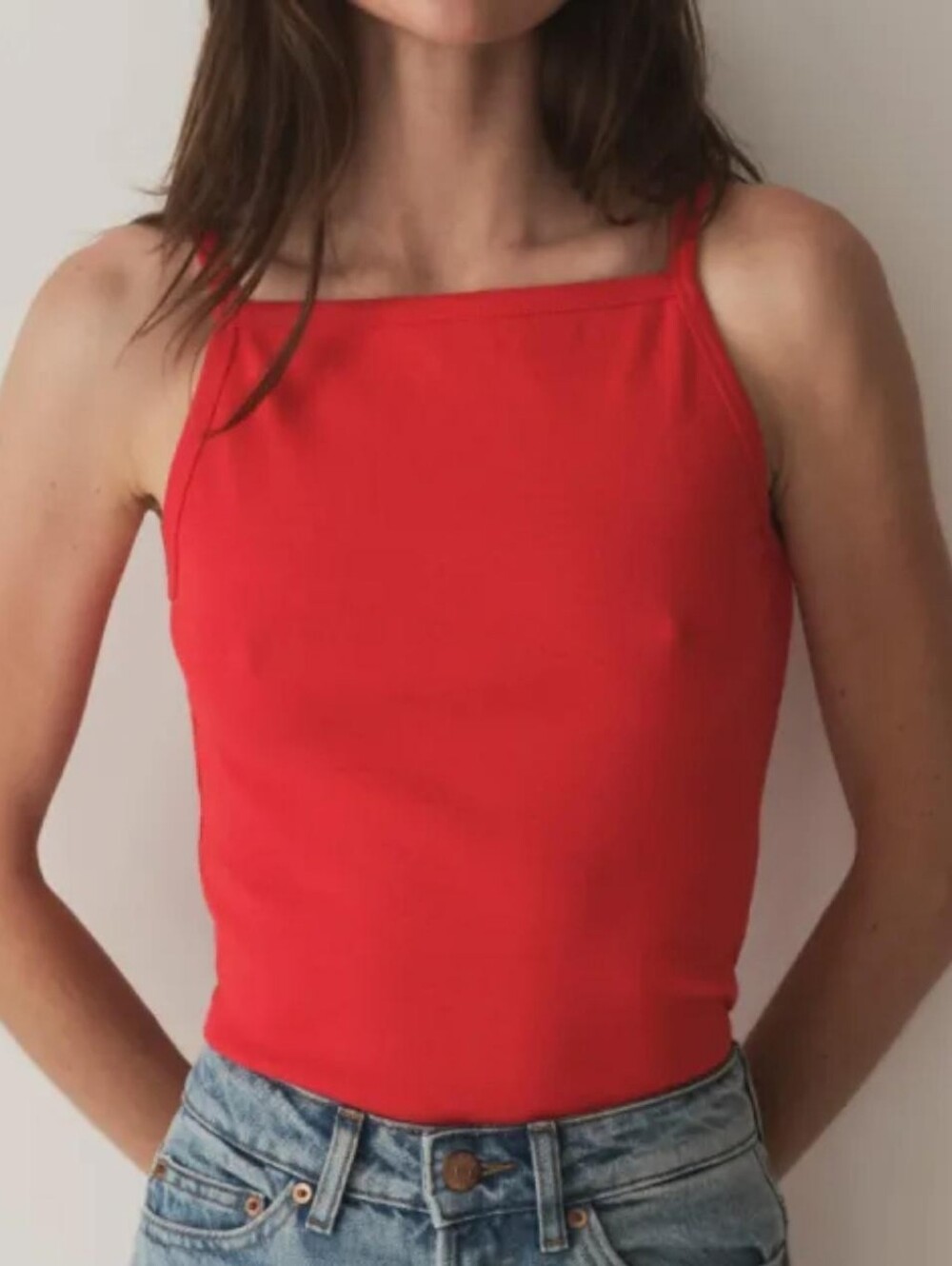 NWT Doen Angie tank in red, xxl casual summee staple 90s cami high neck cotton